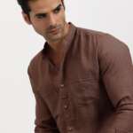 Luca - Pure Linen Double Pocket Full Sleeve Shirt - Coffee Brown